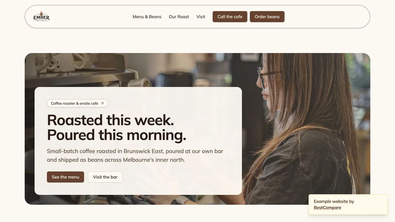 Ember Roasting Co. fictional demo website homepage screenshot