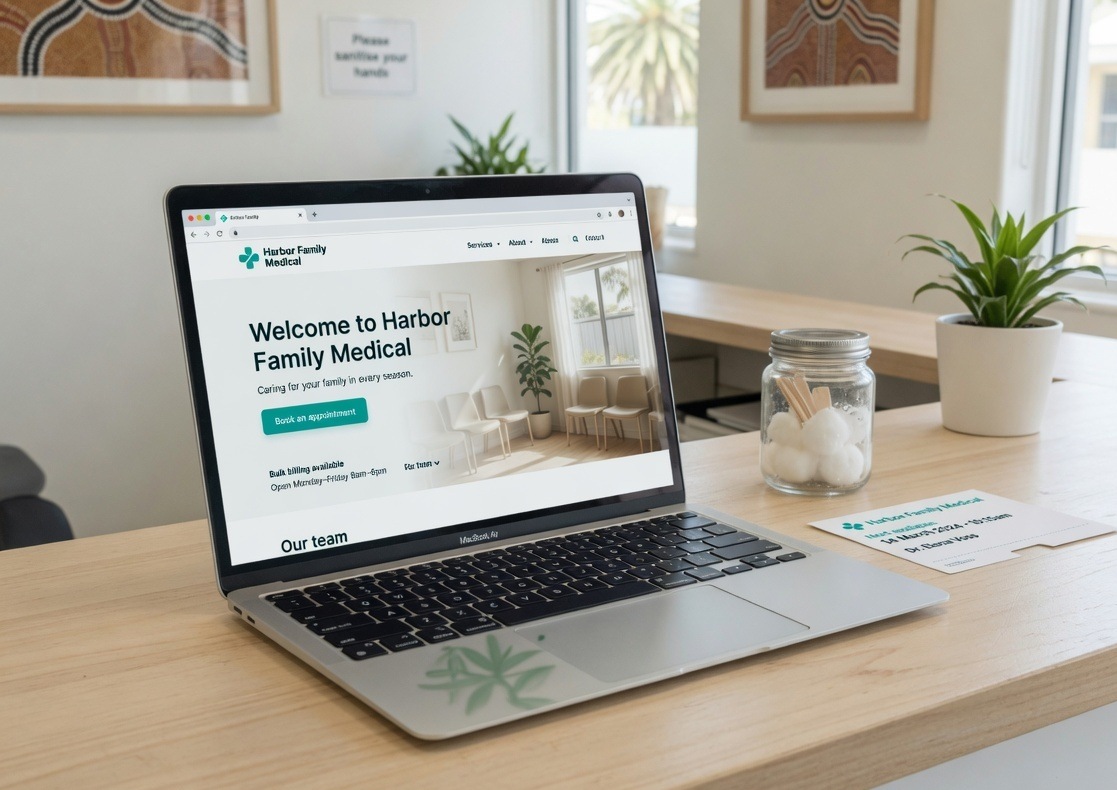 Dental practice website example on a laptop