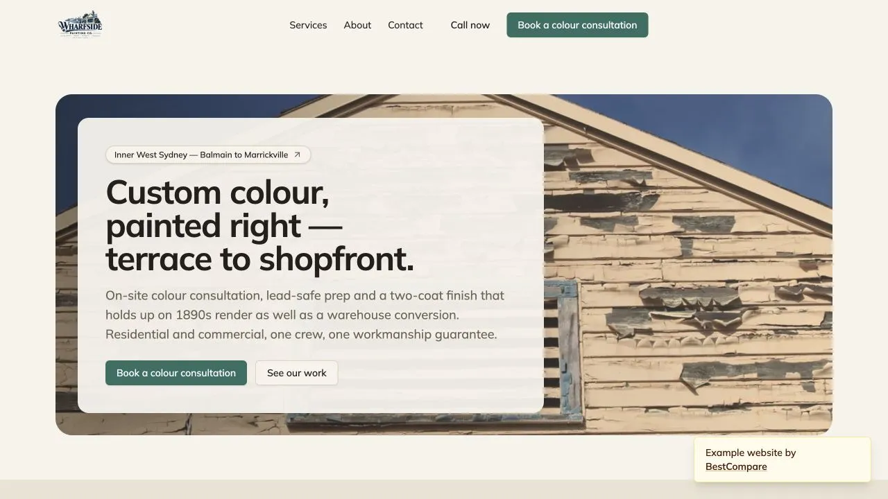 Wharfside Painting Co. fictional demo website homepage screenshot